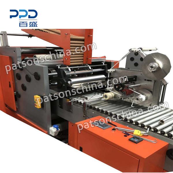 Automatic 4 shafts baking paper rewinder with auto sticker